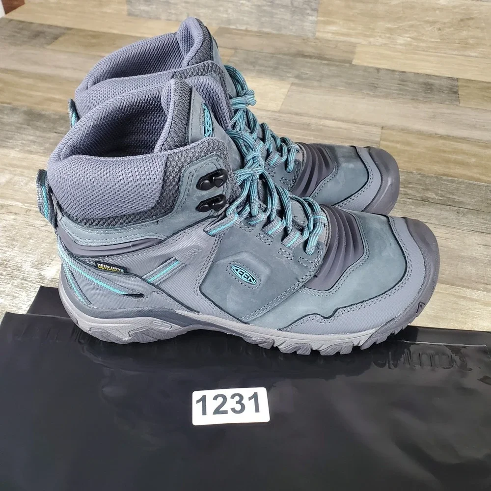 Keen Ridge Flex Mid Womens Boots 10 Steel Gray Porcelain Waterproof Hiking Boots